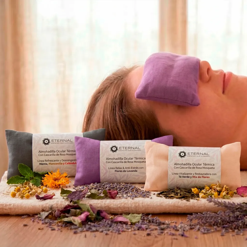 Almohadilla con Funda Térmica Ocular y Cervical con Cascarilla de Rosa Mosqueta